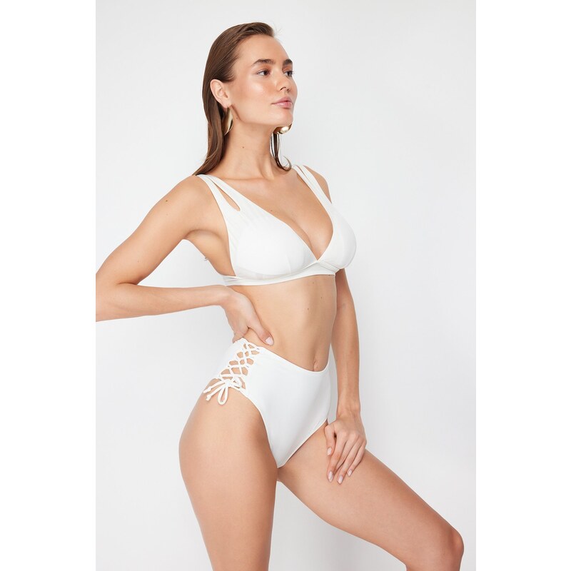 Trendyol Bridal Ecru Piping High Waist Hipster Bikini Bottom