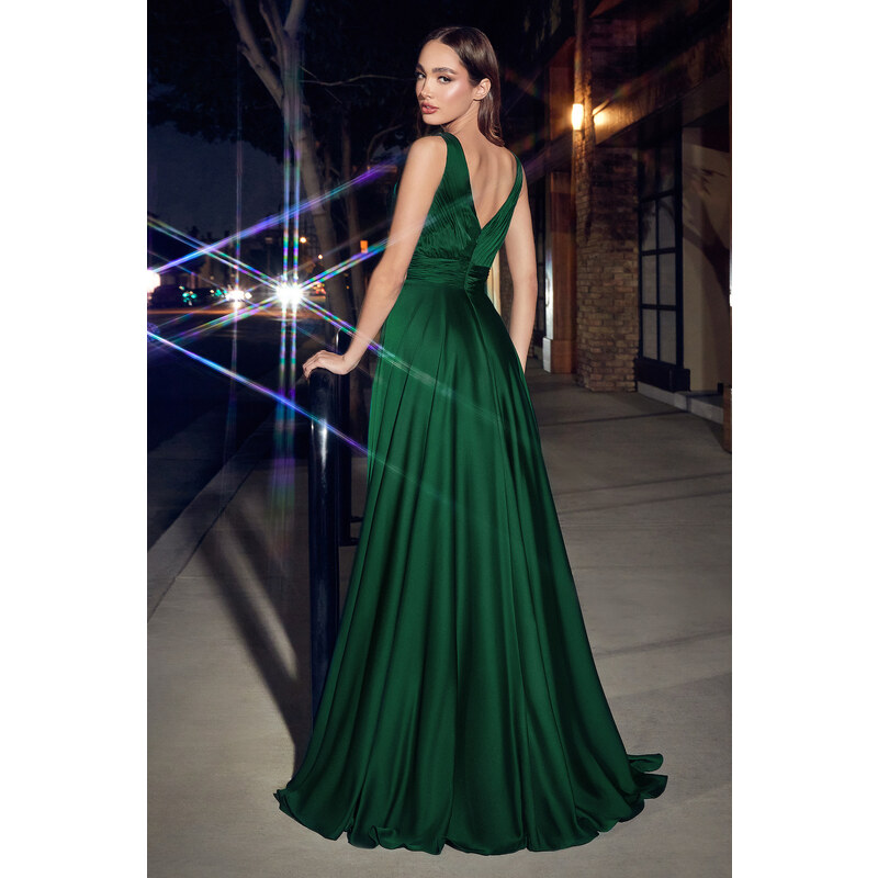 Dress by COOL Slavnostní tmavě zelené šaty s průstřihem v živůtku