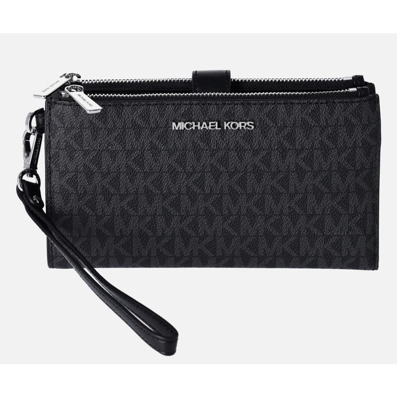 Michael Kors Jet Set Travel Double Zip Wristlet Black Silver