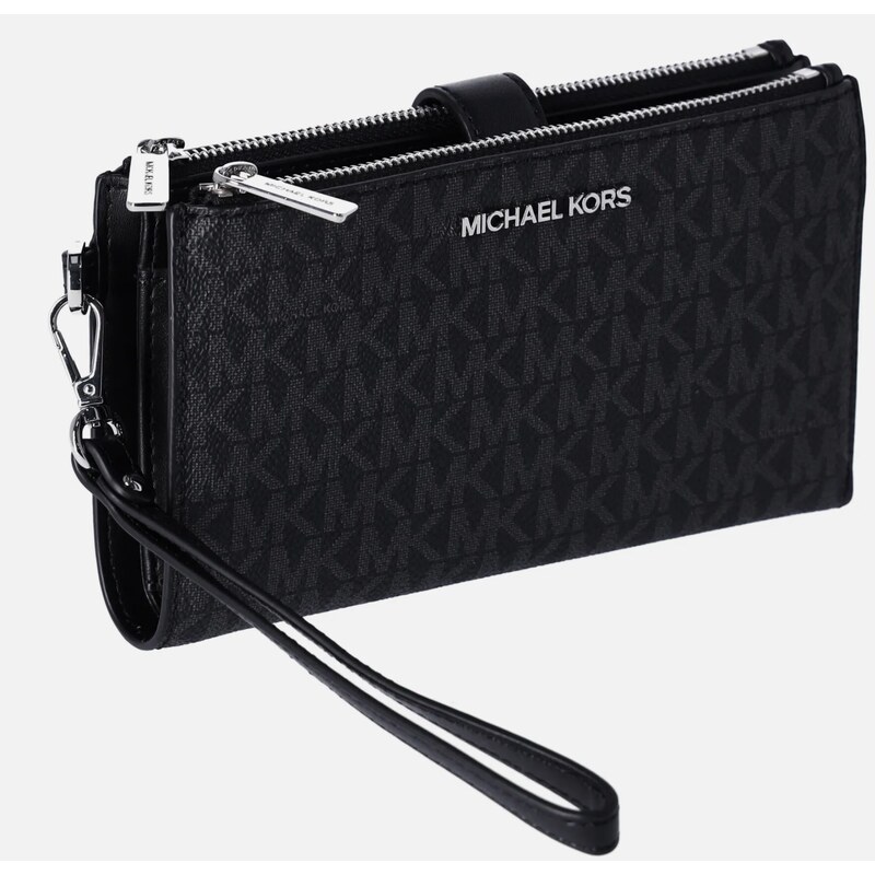 Michael Kors Jet Set Travel Double Zip Wristlet Black Silver