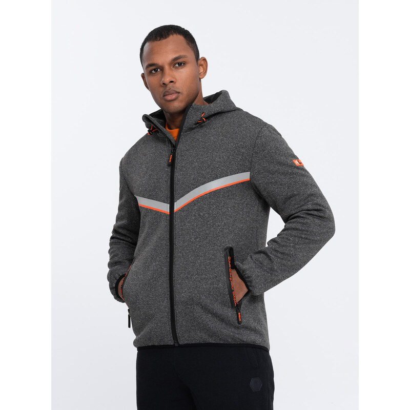 Ombre Men's sports jacket with adjustable hood and reflector - graphite