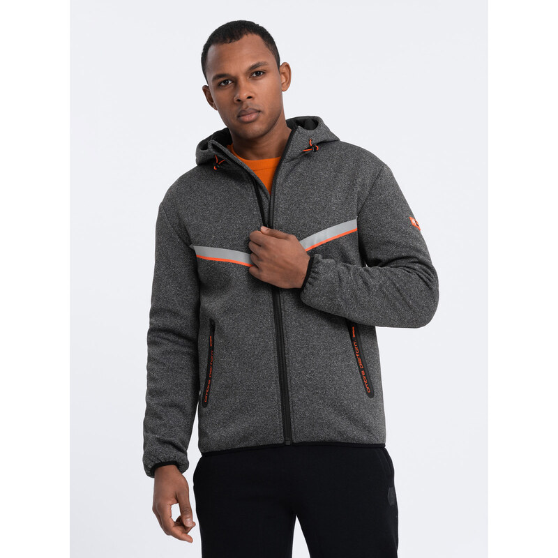 Ombre Men's sports jacket with adjustable hood and reflector - graphite