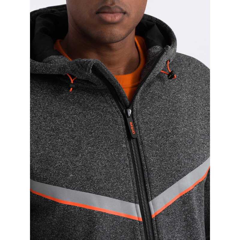 Ombre Men's sports jacket with adjustable hood and reflector - graphite