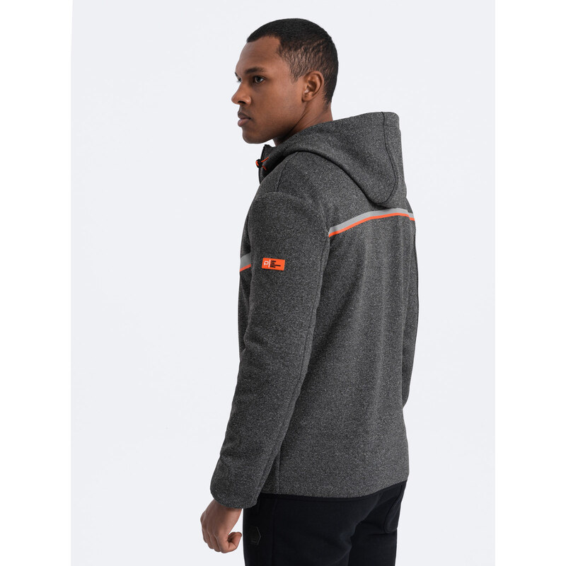 Ombre Men's sports jacket with adjustable hood and reflector - graphite