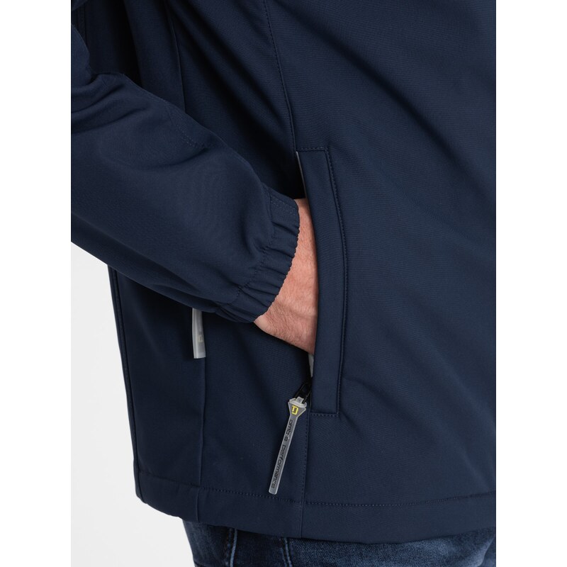 Ombre Clothing Pánská bunda SOFTSHELL s fleecovým středem - tmavě modrá V5 OM-JANP-0137