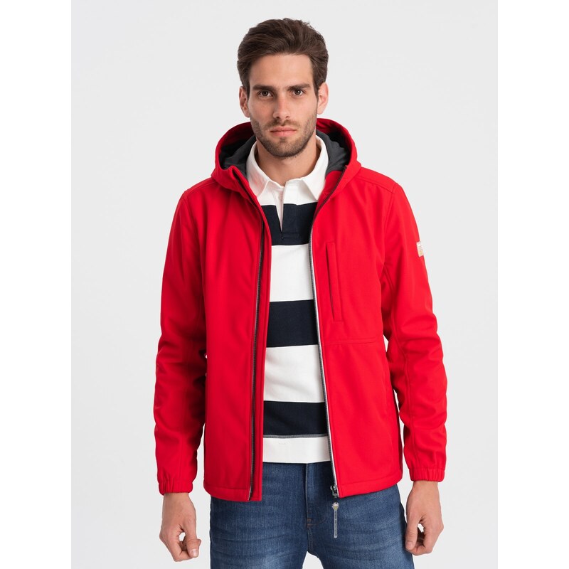 Ombre Clothing Pánská bunda s fleecovým středem SOFTSHELL-red V6 OM-JANP-0137