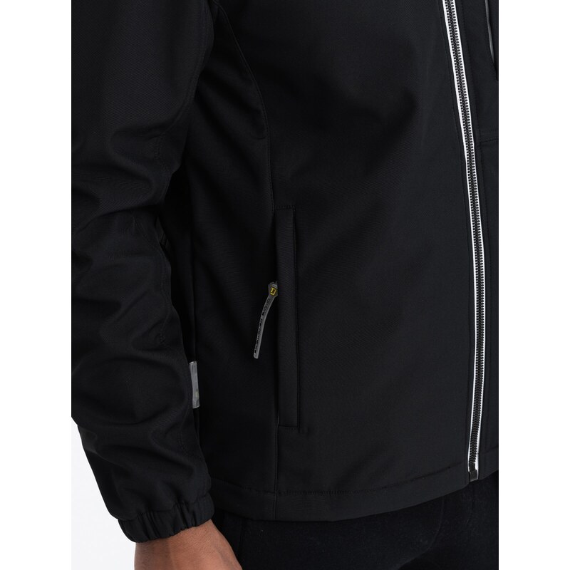 Ombre Men's SOFTSHELL jacket with fleece center - black