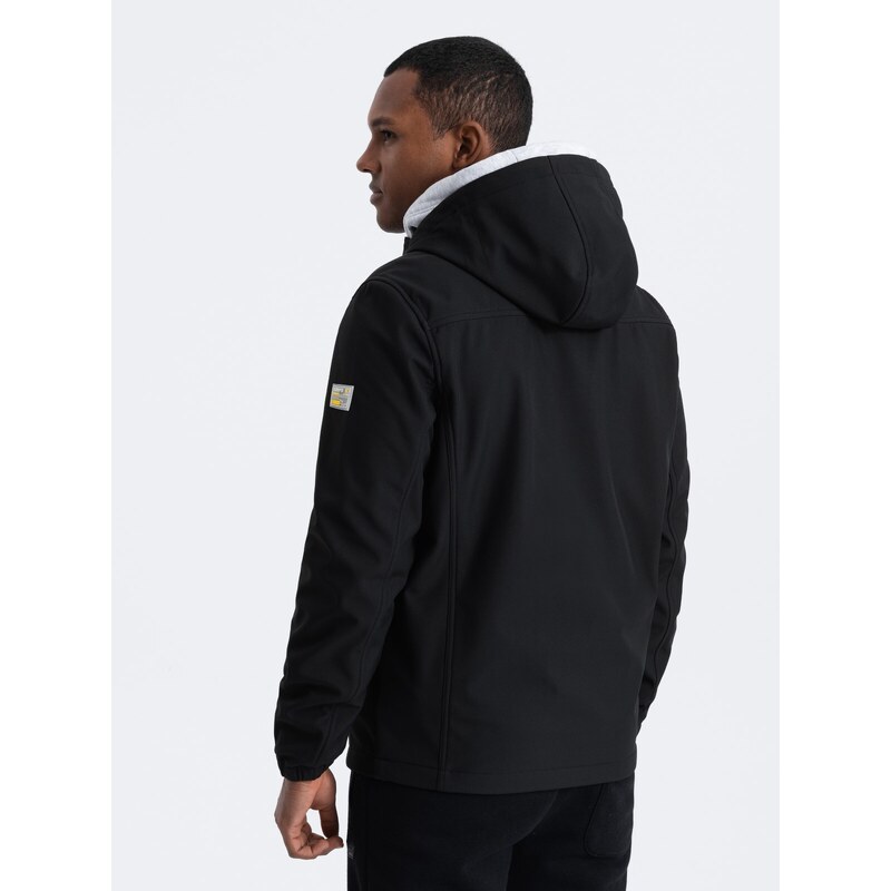 Ombre Men's SOFTSHELL jacket with fleece center - black