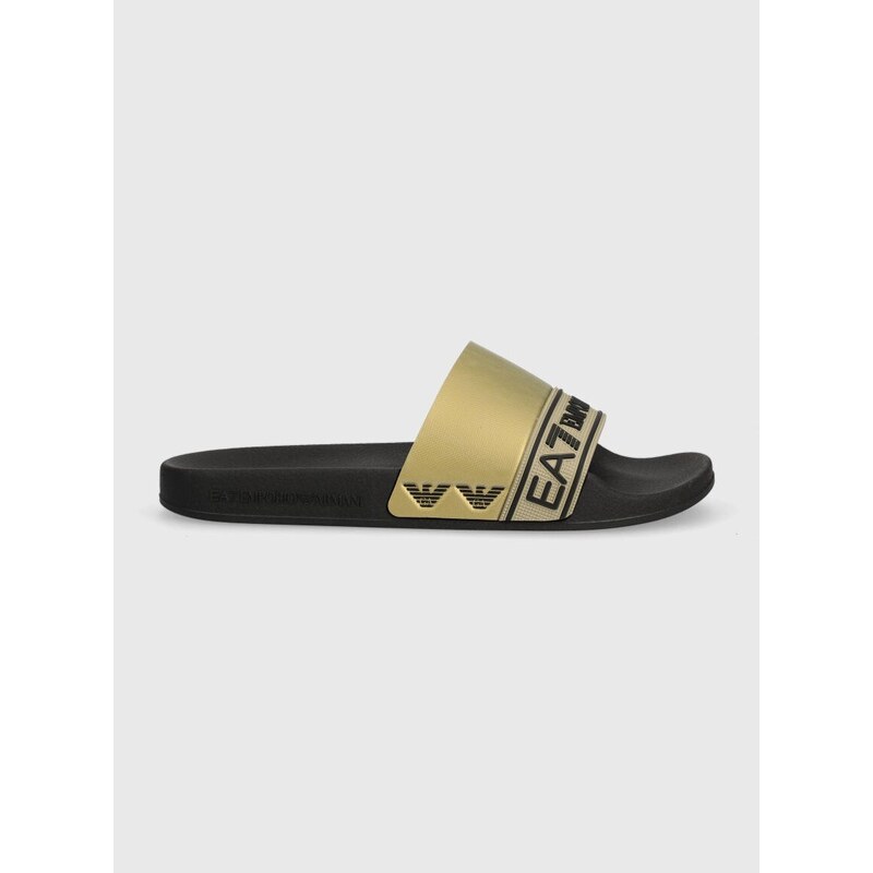 Pantofle EA7 Emporio Armani pánské, zlatá barva