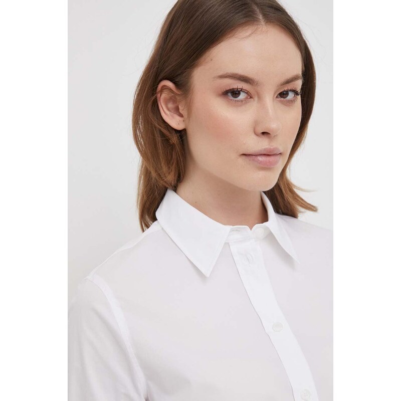 Košile Calvin Klein dámská, bílá barva, regular, s klasickým límcem