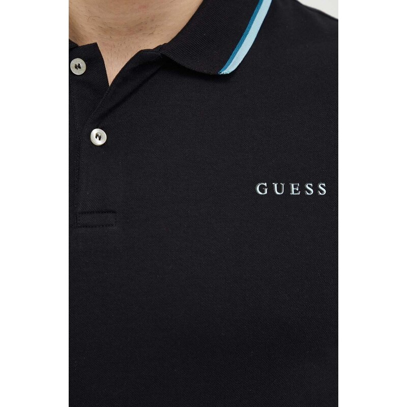 Polo tričko Guess LYLE černá barva, s potiskem, M4GP60 K7O64