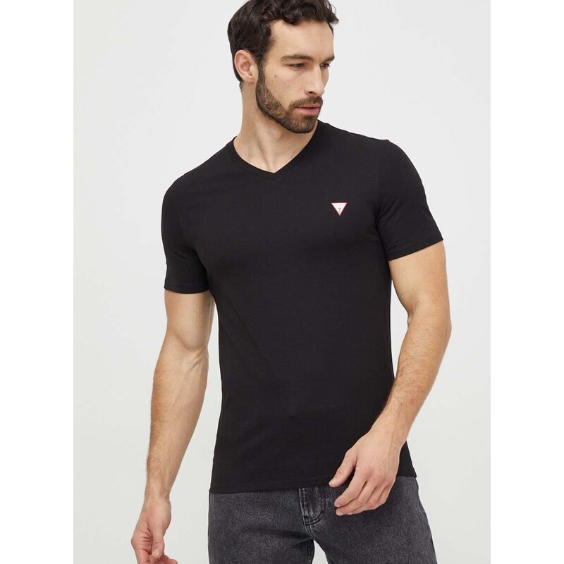 Bavlněné tričko Guess černá barva, s potiskem, M2YI37 I3Z14