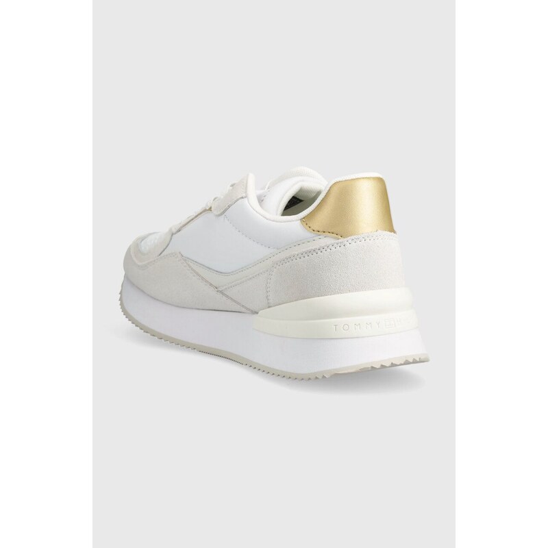 Kožené sneakers boty Tommy Hilfiger LUX MONOGRAM RUNNER bílá barva, FW0FW07816
