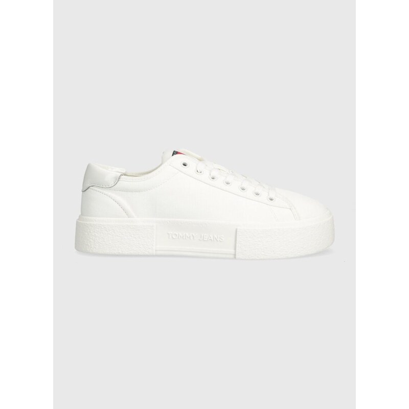 Tenisky Tommy Jeans TJW FOXING FLATFORM SNEAKER dámské, bílá barva, EN0EN02480