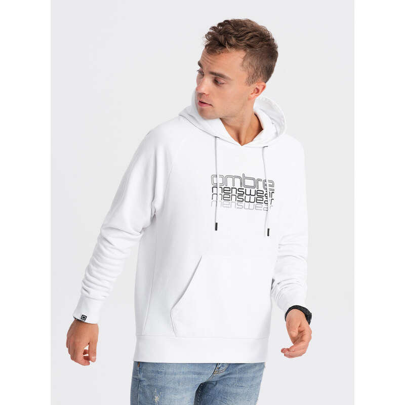 Ombre Men's unlined hooded sweatshirt with print - white