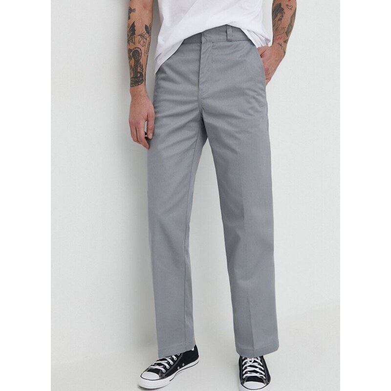 Kalhoty HUGO pánské, šedá barva, jednoduché