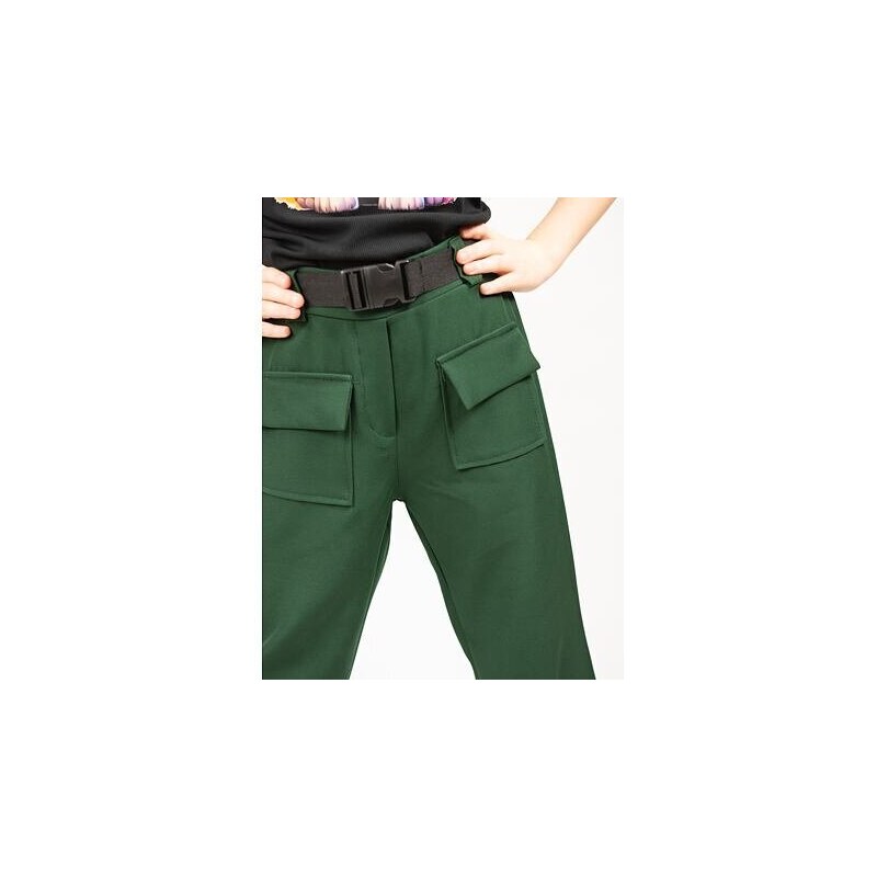 By Mini - butik Cargo kalhoty s kapsami a páskem smaragd