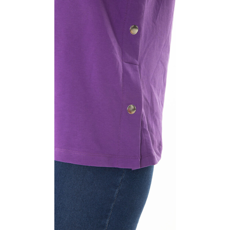 Şans Women's Plus Size Lilac Side Snaps Buttoned Sweatshirt