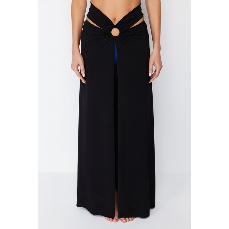 Trendyol Black Maxi Knitted Cut Out/Window Pareo