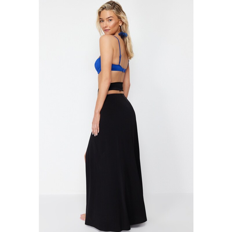 Trendyol Black Maxi Knitted Cut Out/Window Pareo