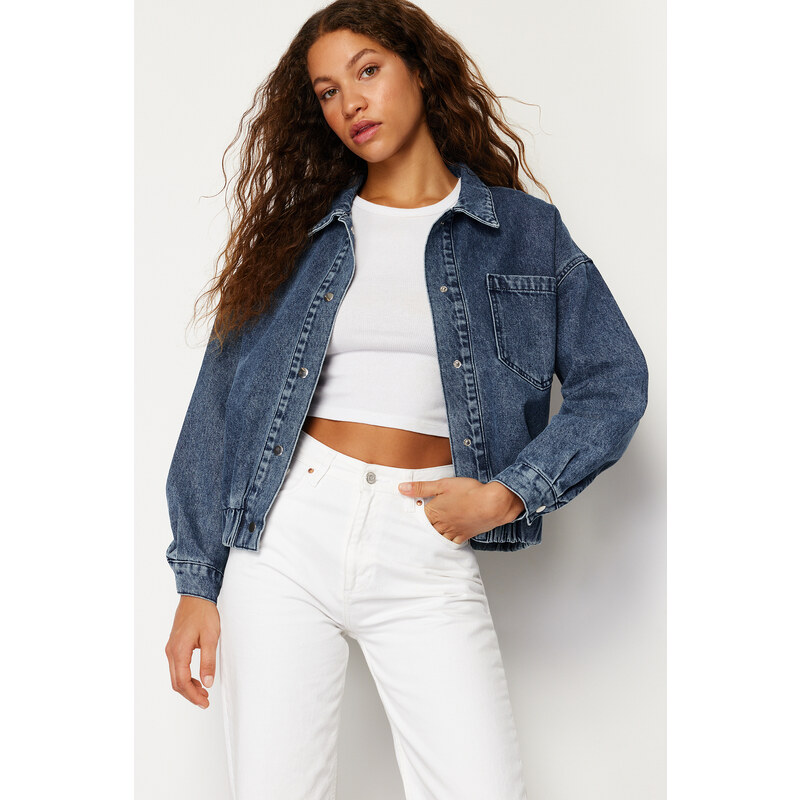 Trendyol Dark Blue More Sustainable Bomber Denim Jacket