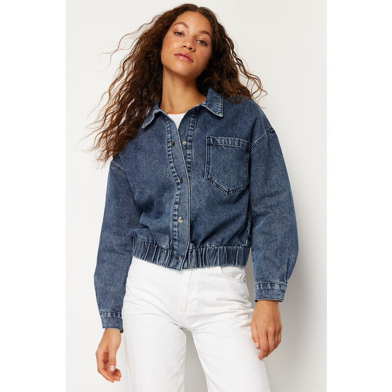 Trendyol Dark Blue More Sustainable Bomber Denim Jacket