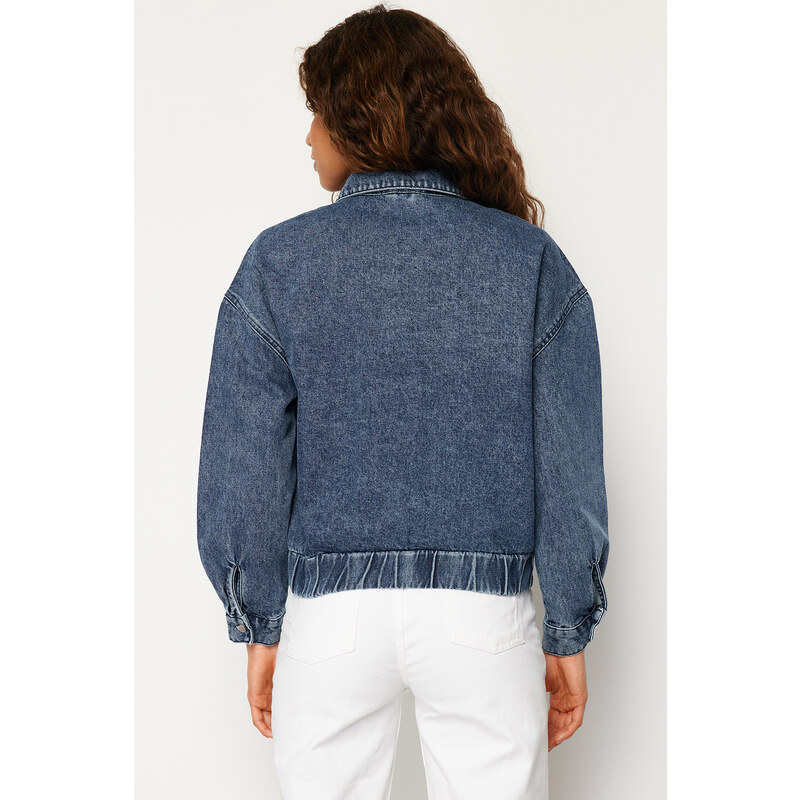 Trendyol Dark Blue More Sustainable Bomber Denim Jacket