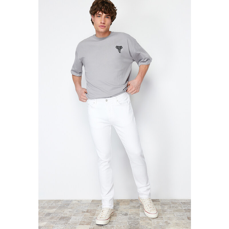 Trendyol White Slim Fit Jeans Denim Trousers