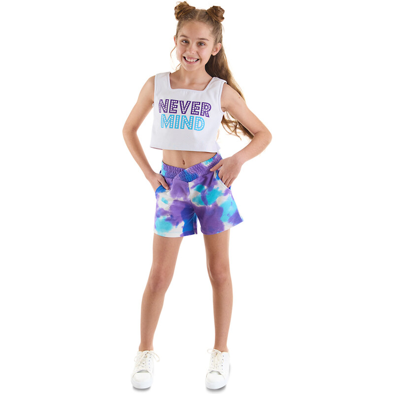 mshb&g Never Mind Girls Crop Top Tie-dye Shorts Set