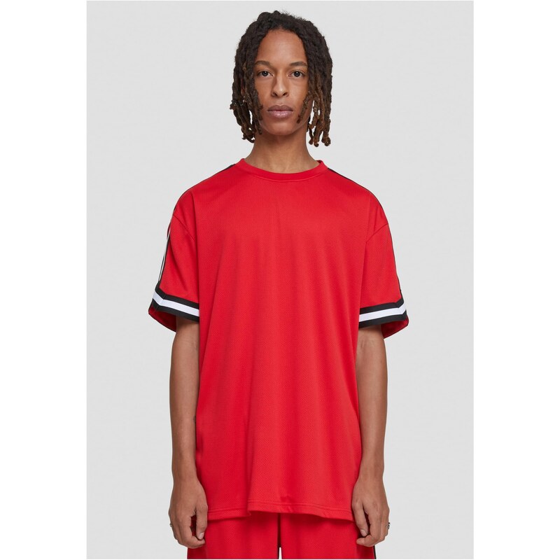 UC Men Pánské tričko Oversized Stripes Mesh Tee - červené