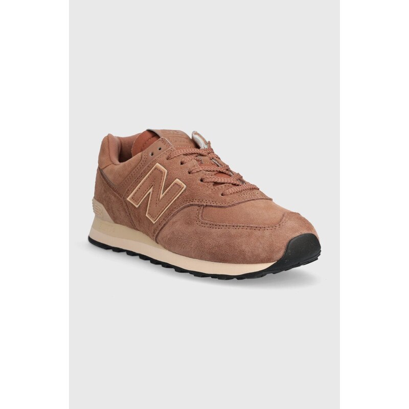 Semišové sneakers boty New Balance 574 hnědá barva, U574LWG