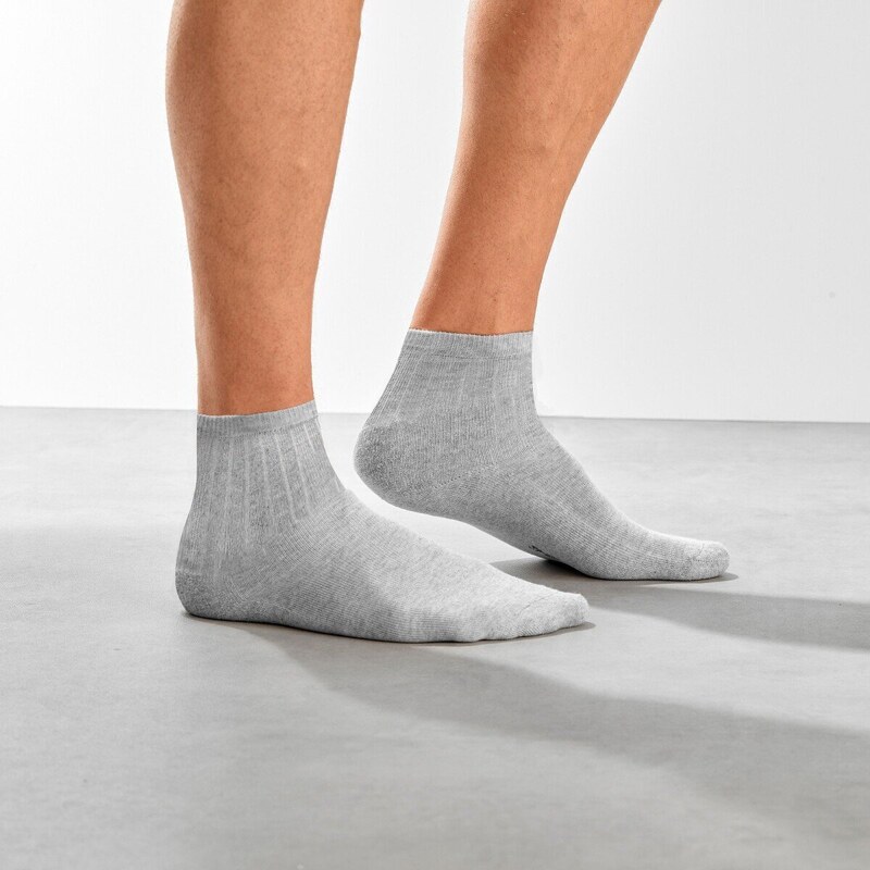 Blancheporte Sada 5 párů sportovních kotníkových ponožek Quarter šedý melír 35-38