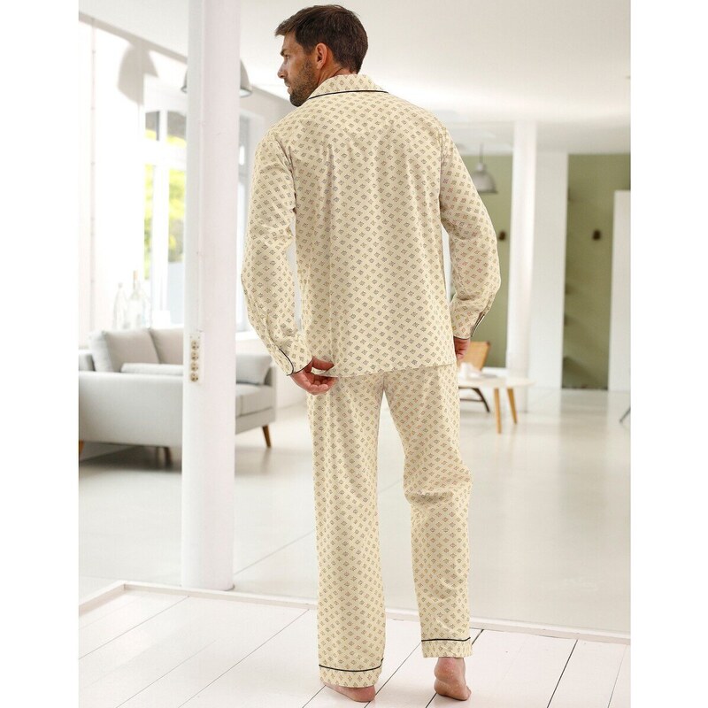 Blancheporte Klasické pyžamo s potiskem, bavlněný popelín béžová 87/96 (M)