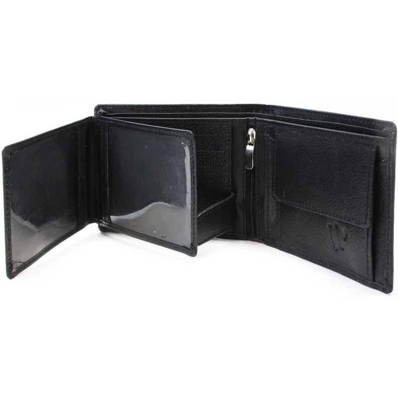 Černá pánská kožená peněženka s vnitřní zápinkou Soron