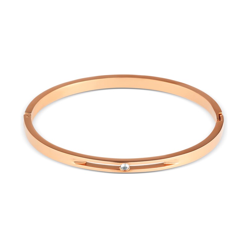 JVD Dámský ocelový rose gold pevný náramek se zirkony