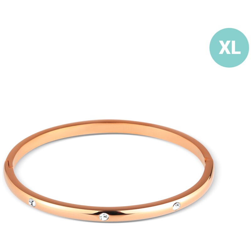 JVD Dámský ocelový rose gold pevný náramek se zirkony