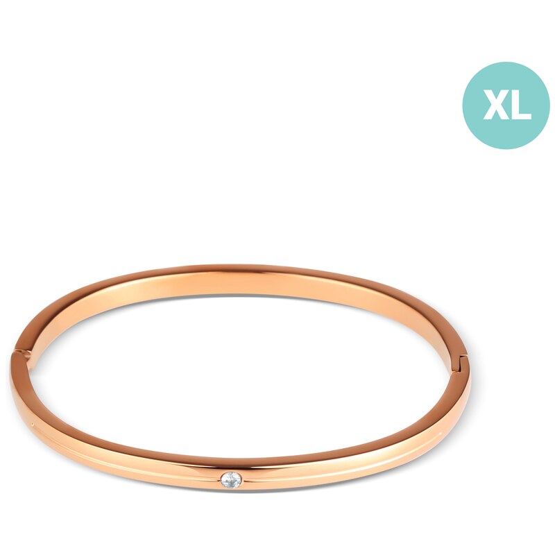 JVD Dámský ocelový rose gold pevný náramek se zirkony