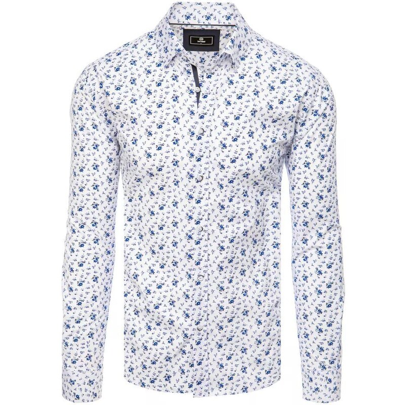 Buďchlap Bílá košile s modrým florálním vzorem