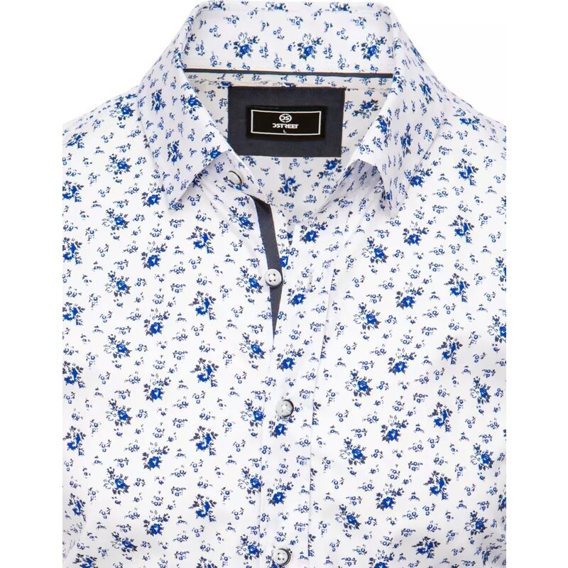 Buďchlap Bílá košile s modrým florálním vzorem