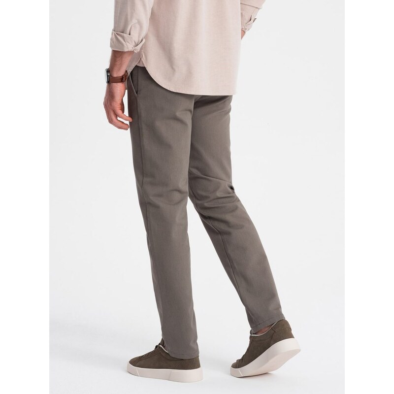 Ombre Clothing Pánské béžové klasické chinos kalhoty s jemnou texturou V1 PACP-0188