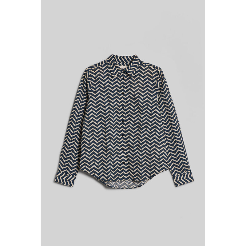 HALENKA GANT REG GEOMETRIC COT VOILE SHIRT DUSTY BLUE SEA