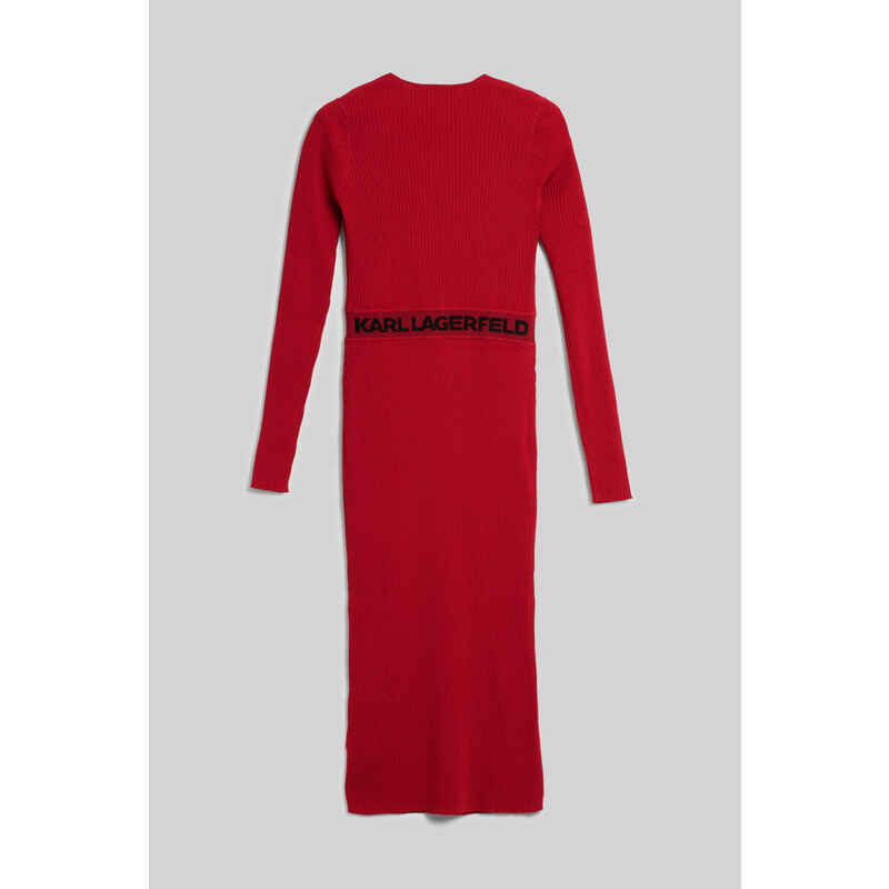 ŠATY KARL LAGERFELD LSLV LOGO KNIT DRESS