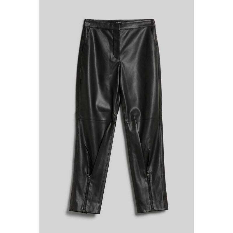 KALHOTY KARL LAGERFELD FAUX LEATHER ZIP PANTS