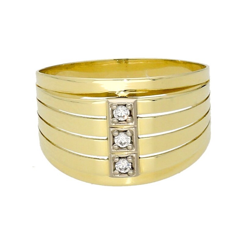 Goldstore Zlatý masivní prsten tři zirkony