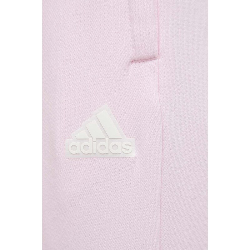 Tepláky adidas růžová barva, s potiskem, IS4283