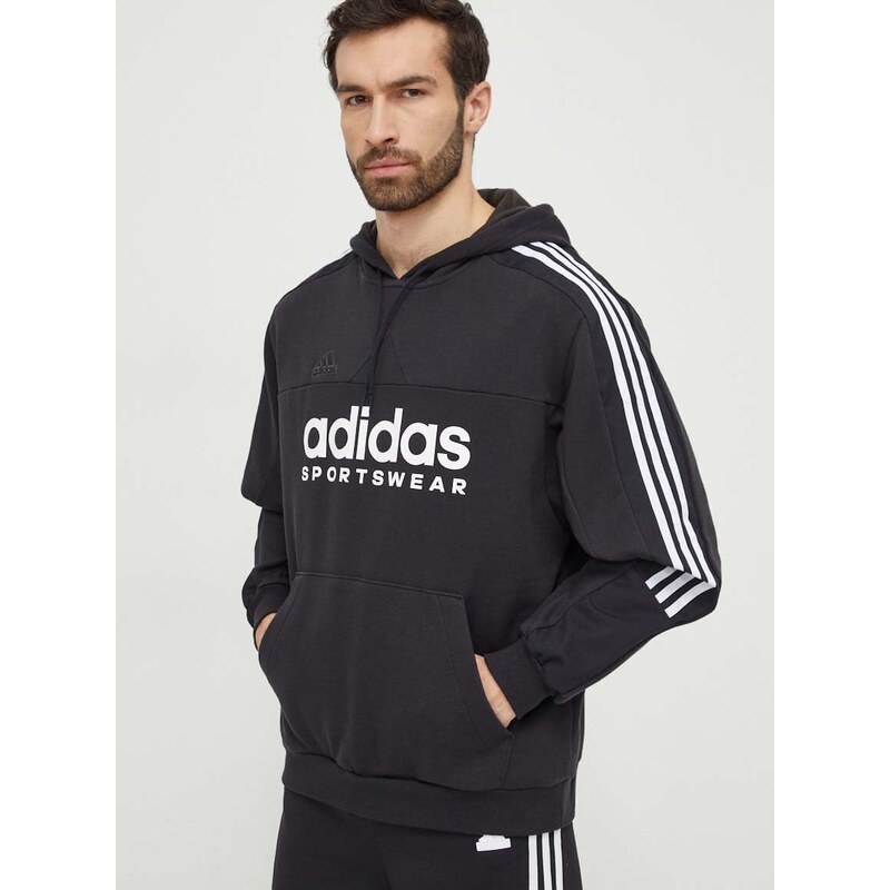 Mikina adidas TIRO pánská, černá barva, s kapucí, s potiskem, IV8126