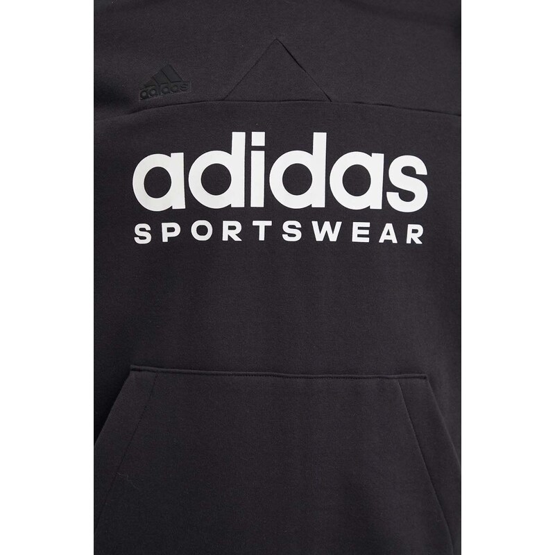 Mikina adidas TIRO pánská, černá barva, s kapucí, s potiskem, IV8126