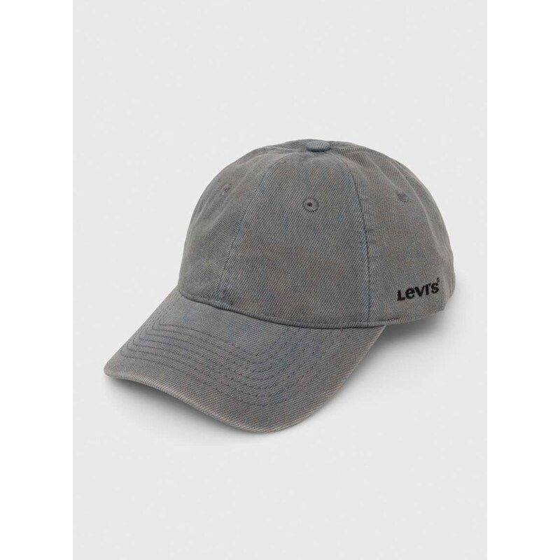 Bavlněná baseballová čepice Levi's šedá barva