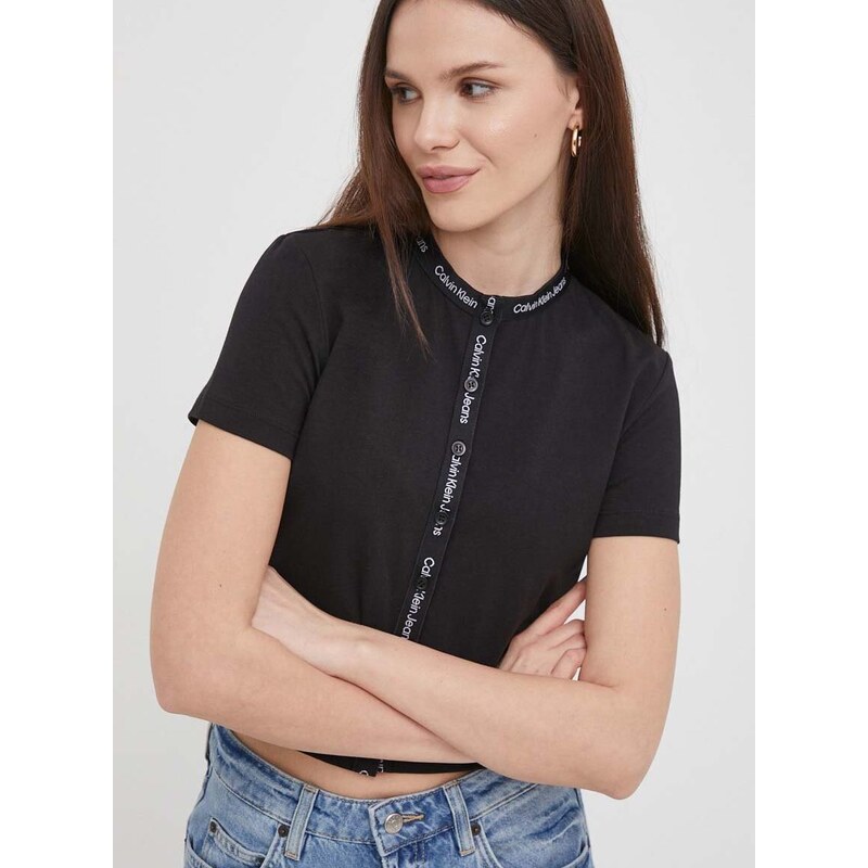 Košile Calvin Klein Jeans dámská, černá barva, slim