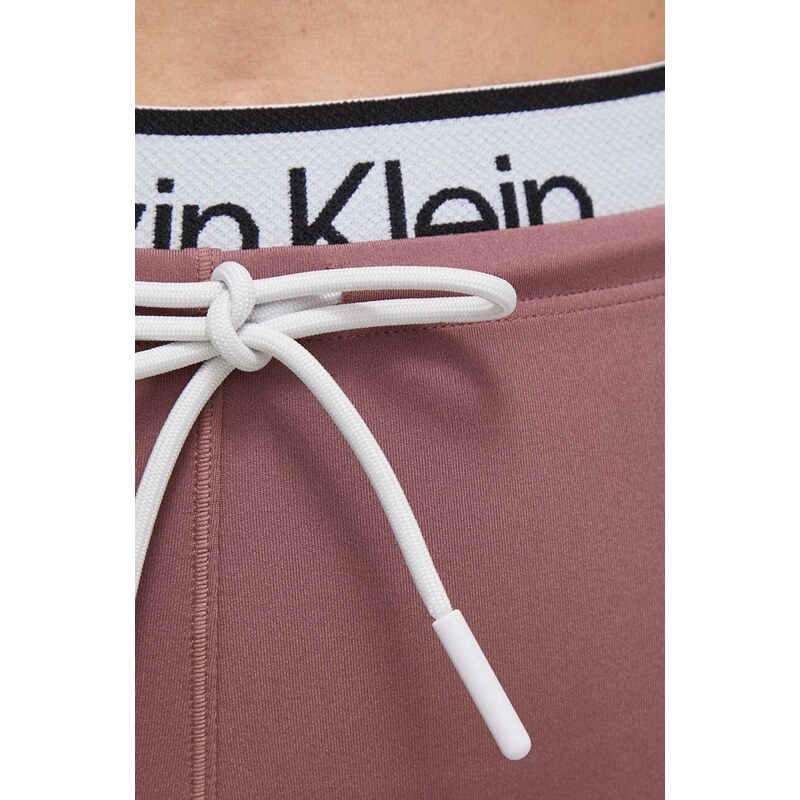 Tréninkové legíny Calvin Klein Performance růžová barva, s potiskem